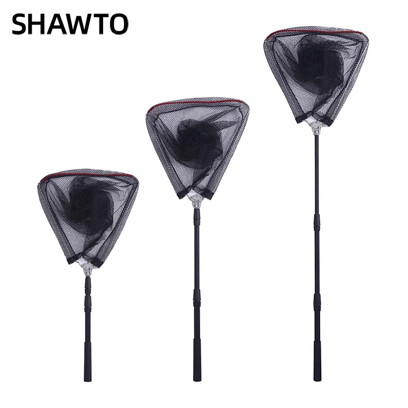 Shawto Portable Folding Fishing Landing Net 1.3m Stainless Steel Telescoping Foldable Hand Net Carp Fishing Accessories Tackle