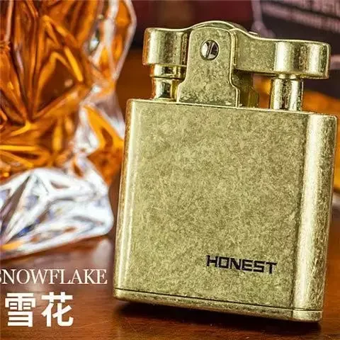 Genuine HONEST Kerosene Gasoline Oil Lighter Retro Old Style Metal One Button Press Knocking Machine Male Cigarette Smoking Gift