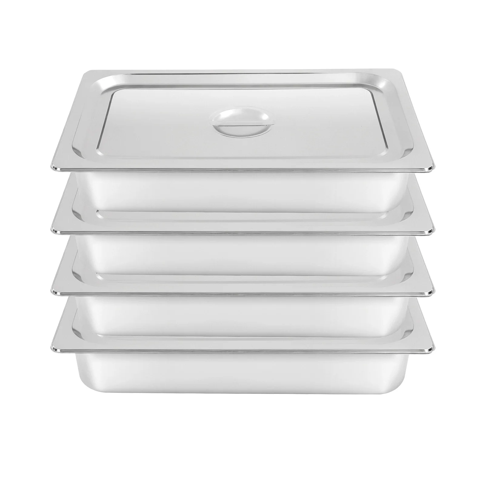 

4 Pack Steam Table Pans Set, Food Grade Stainless Steel Food Pan Hotel Steam Pan with Sealed Lids for Commercial Kitchen