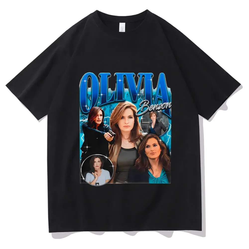 Camiseta Retro Olivia Benson, moda para mujer, sombreros de calle, camiseta informal para mujer, camiseta Retro de manga corta con hombros descubiertos