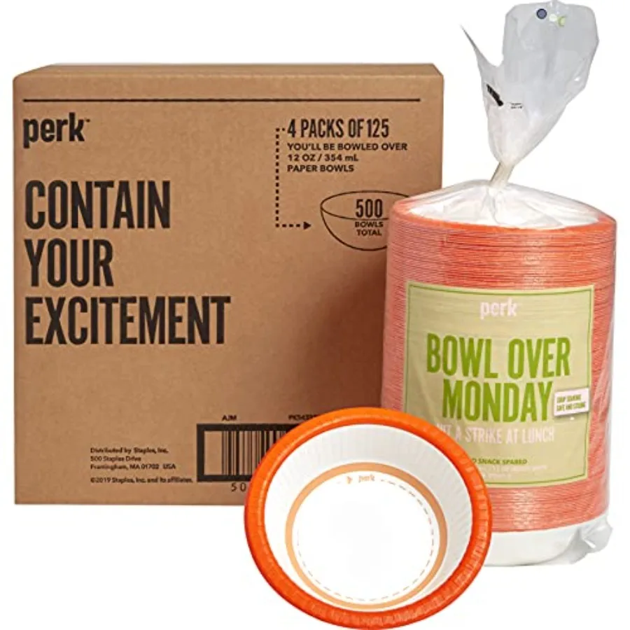 

HeavyWeight Paper Bowls 12 Oz. White Orange