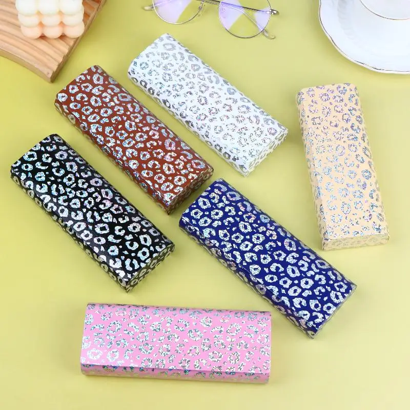 Leopard Print PU Leather Glasses Case Large Capacity Hard Spectacle Storage Box Pressure Resistant Portable Spectacle Carry Cas