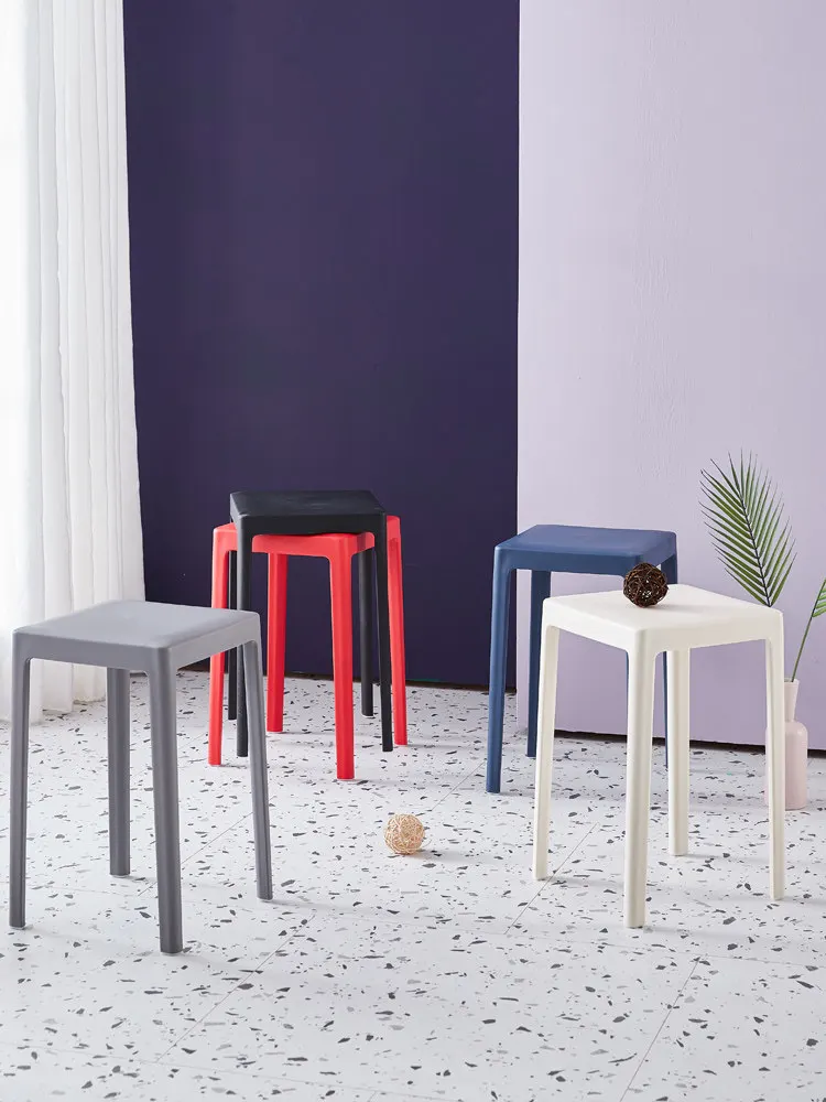 Plastic square stool thickened adult household dining table high bench modern simple fashion creative square stool high stool