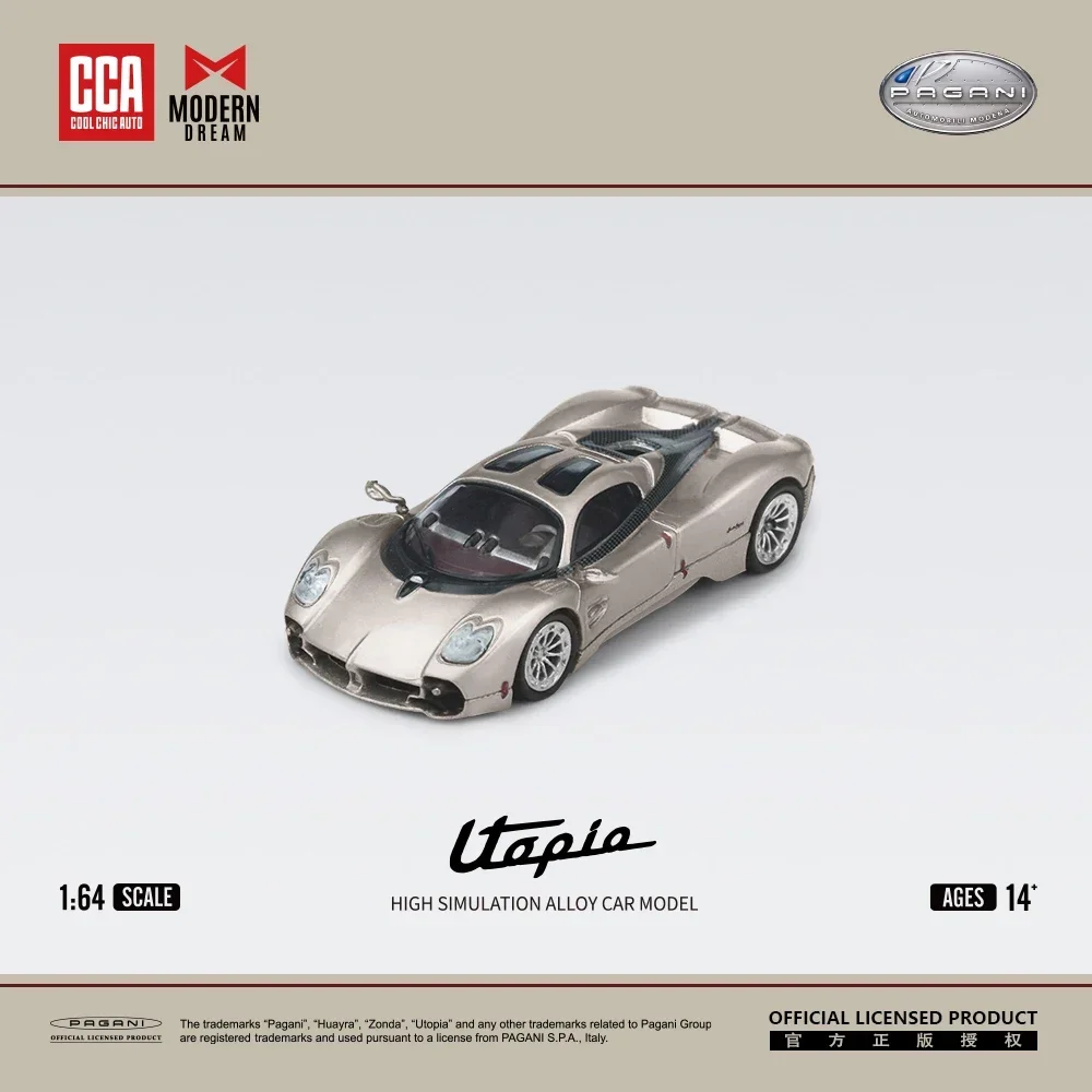 TIME MICRO ModernDream+CCA Co Branded 1/64 Pagani Utopia Car Alloy Vehicle Diecast Metal Model Kids Xmas Gift Toys for Boys