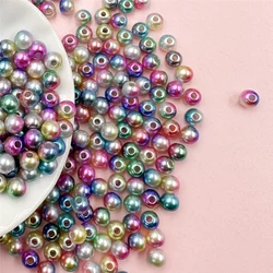 6Mm 100 Stuks Acryl GradiÃŦnt Imitatie Parel Ronde Kralen Diy Sieraden Voor Armband Hanger Sleutelhanger Mode Accessoires Handgemaakt
