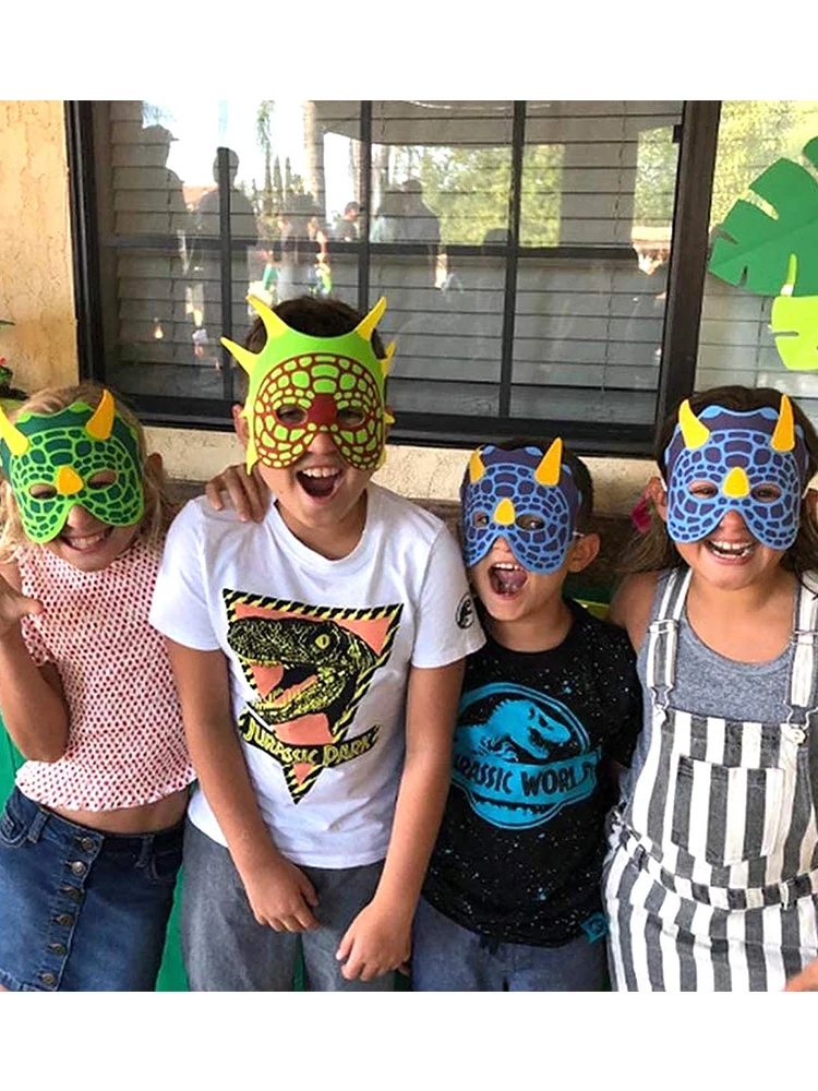 6-18 pz maschere per feste di dinosauro elastico EVA feltro bambino schiuma Dino maschera per bambini Cosplay a tema Masquerade aprile sciocchi regalo di giorno
