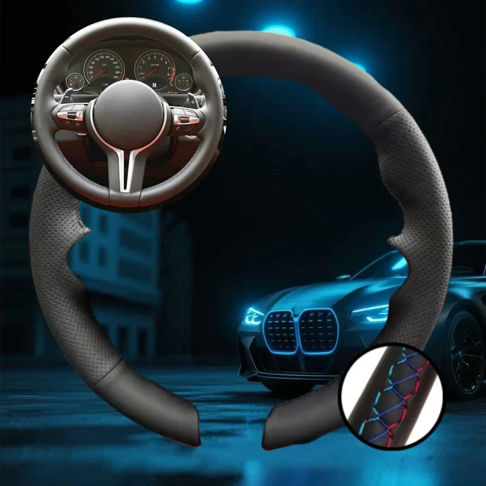 Customized Car Steering Wheel Cover For BMW M Sport F06 F10 F15 F16 F20 F21 F25 F30  Car Accessories Hand-sewn Steering Wrap
