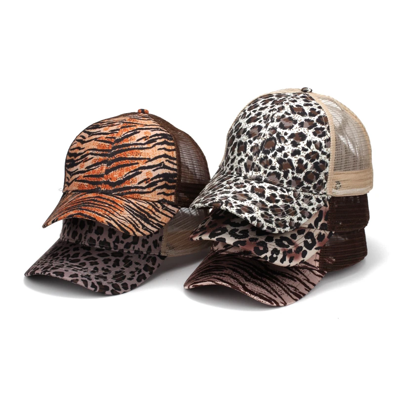 

European And American Retro Leopard Print Cover-up Baseball Cap Women's Ponytail Tiger Print Outdoor Sun Hat Street Sports Hat