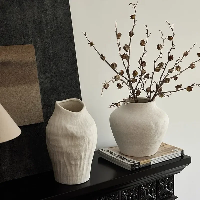 High End Matte Ceramic Vase Niche Design Big Belly Flower Arrangement Home Decor Ornament for Homestay Living Room Decoration