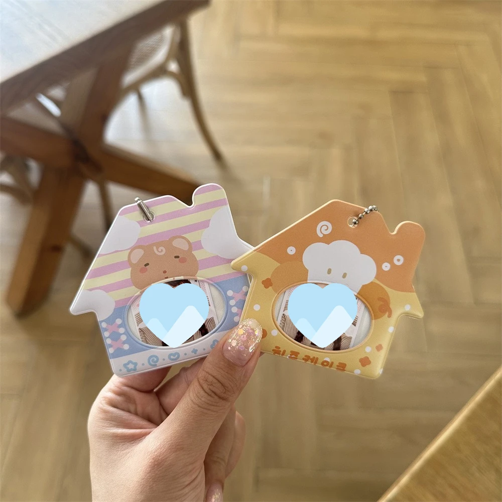 Ins Style Cute Striped Room Design 2-inch ID Photo Card Holder, Big Head Sticker, Photo Storage Bag Pendant
