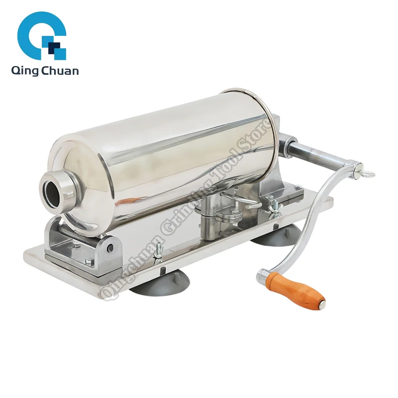 Sausage Filling Machine Sausage Maker 4L Horizontal Manual Stainless Steel Fill Meat Tools Manual Sausage Meat Stuffer