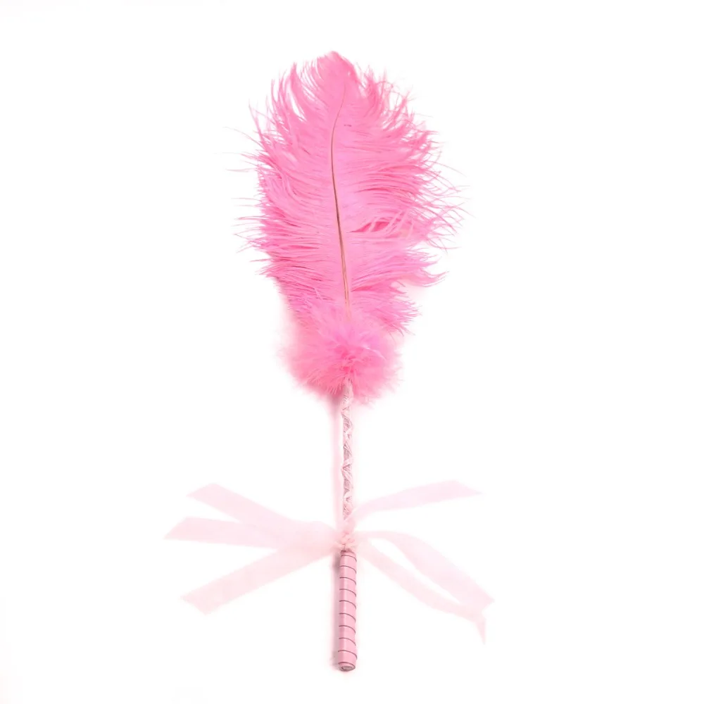 Feather Tickler Flirting Whip Black Pink Red Soft Feathers Ribbon Adult Intimate Toys for Couples 18+