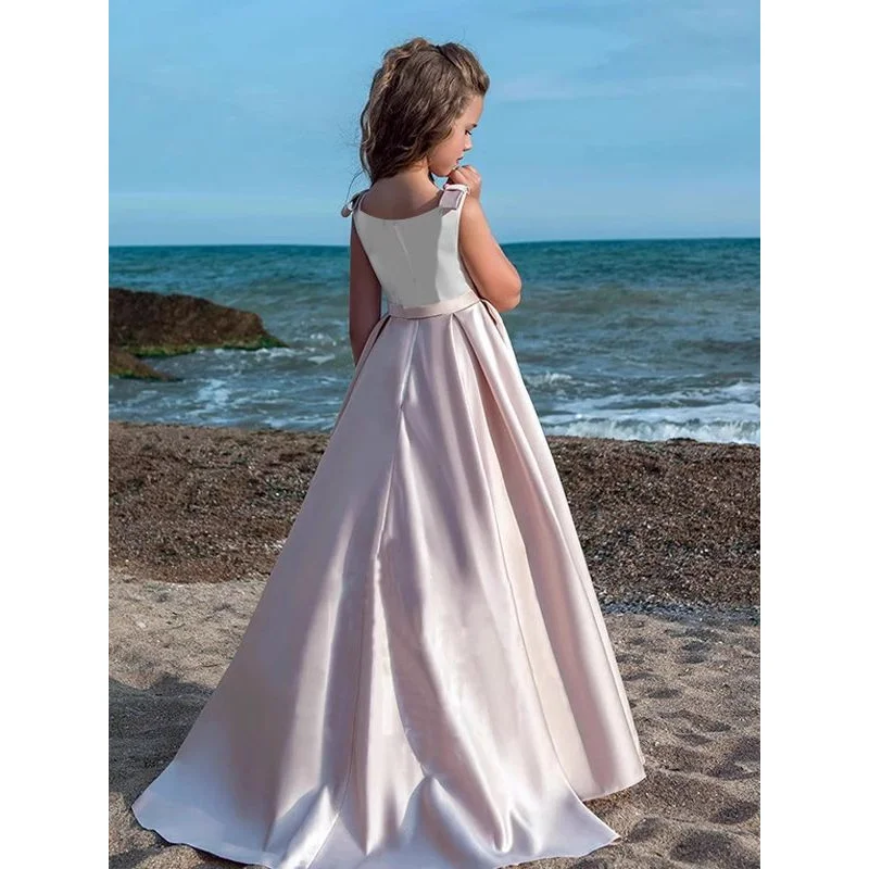 Children's High-end Formal Dress Piano Performance Dress Girls' Simple Large Violin Performance Little Host Dress Skirt