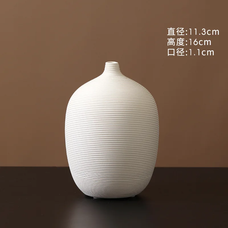 White ceramic dried flower vase ornament creative modern simple living room dining table flower arrangement home soft