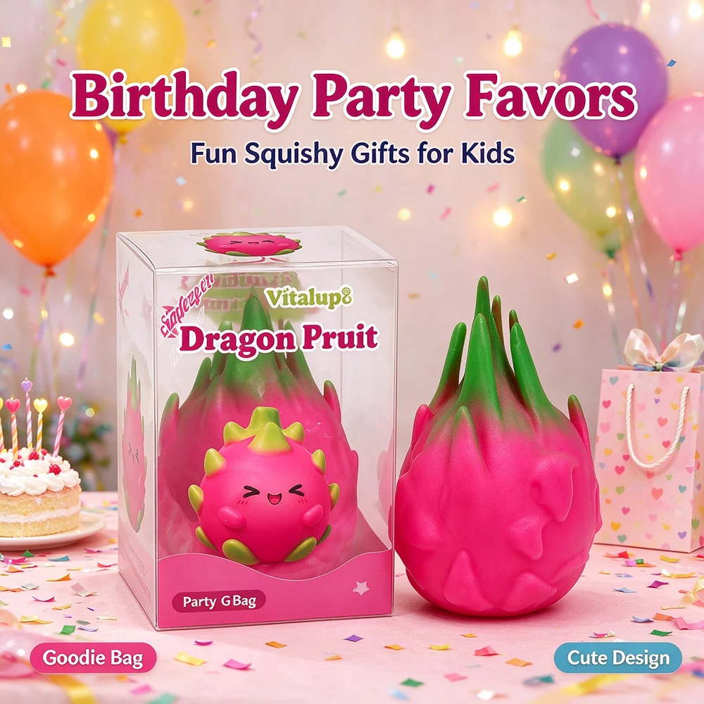 Simulation Dragon Fruit Building Block Squishy Toy Handmade Slow Rising Fruit Pinch Ball Super Soft Stress Relief Vent Toy Ideal Christmas Xmas New Year Gift for Kids Adults Party Supplies Stocking Stuffer