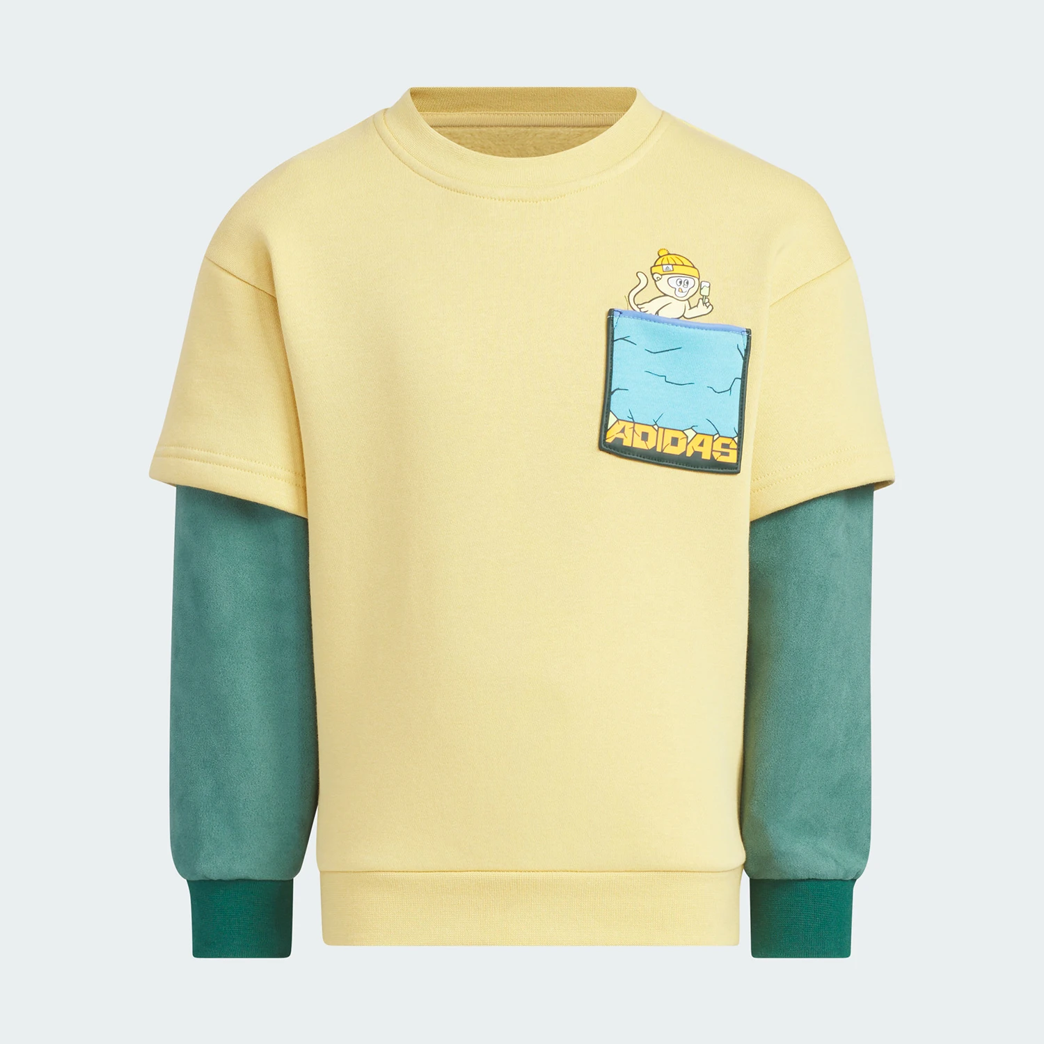 

Официальный оригинальный детский спортивный лоскутный повседневный свитшот Adidas LK KN CREW JJ4955