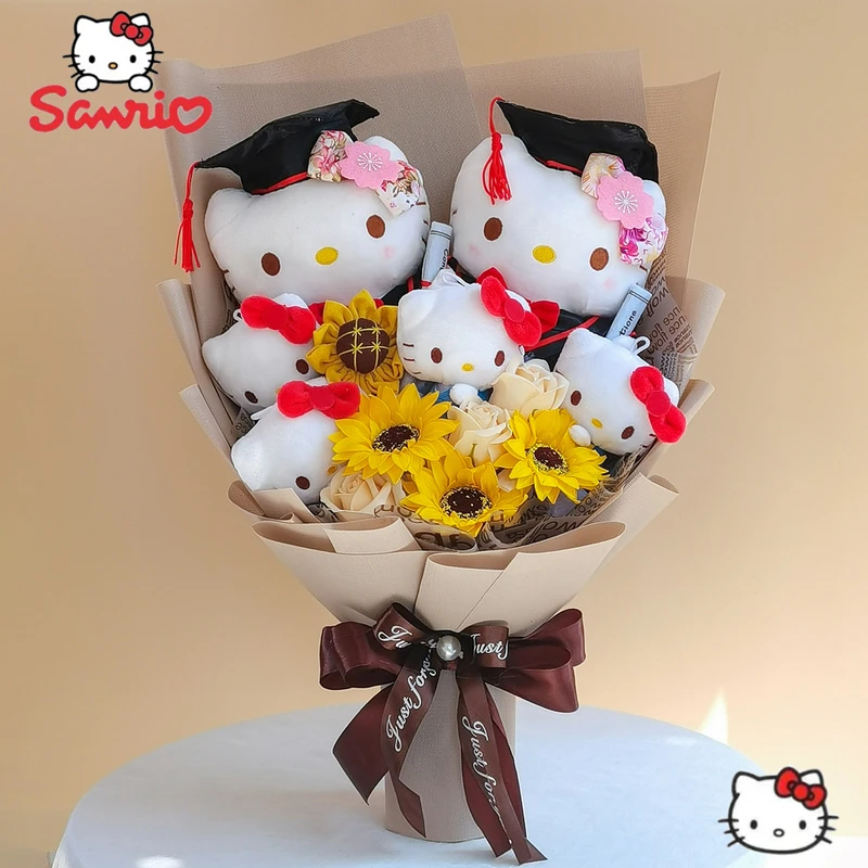 

New Sanrio Hello Kitty Plush Toy Kawaii Room Decor Plushies Bouquet Soft Stuffed Dolls Valentine's Day Graduation Birthday Gift