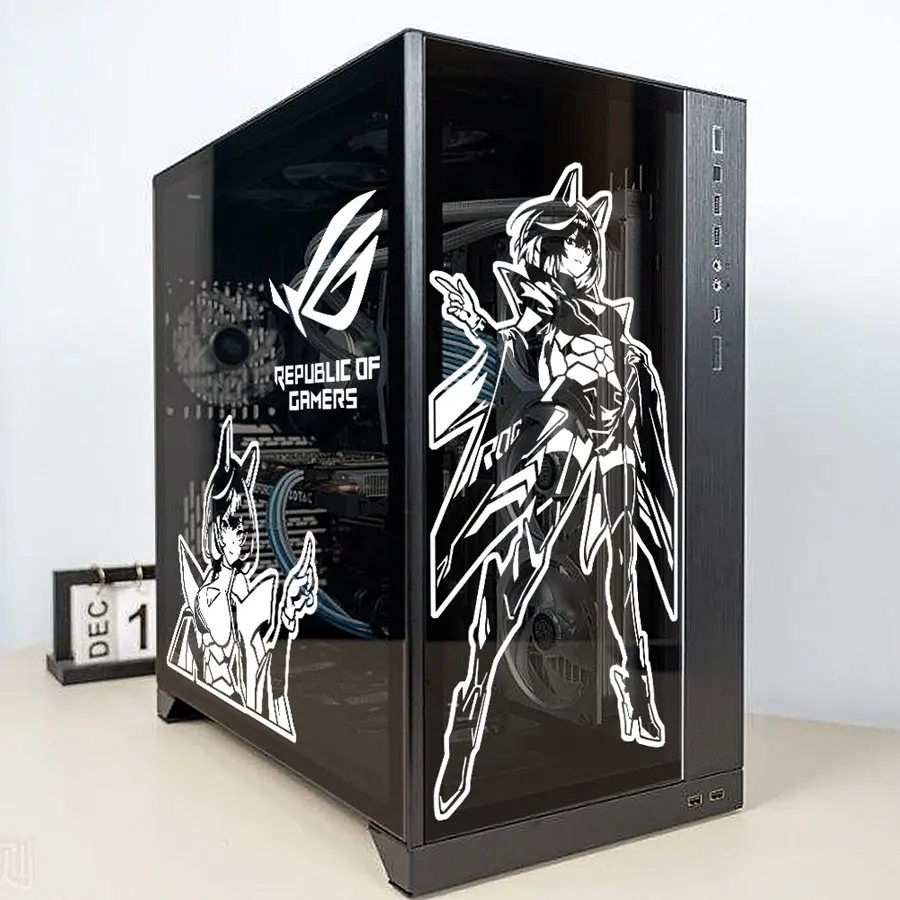 ROG SE7EN Anime Stickers for Atx PC Case,Personality Graffiti Decor Vinyl Decals for Computer Chassis Skin,Hollow Out Sticker