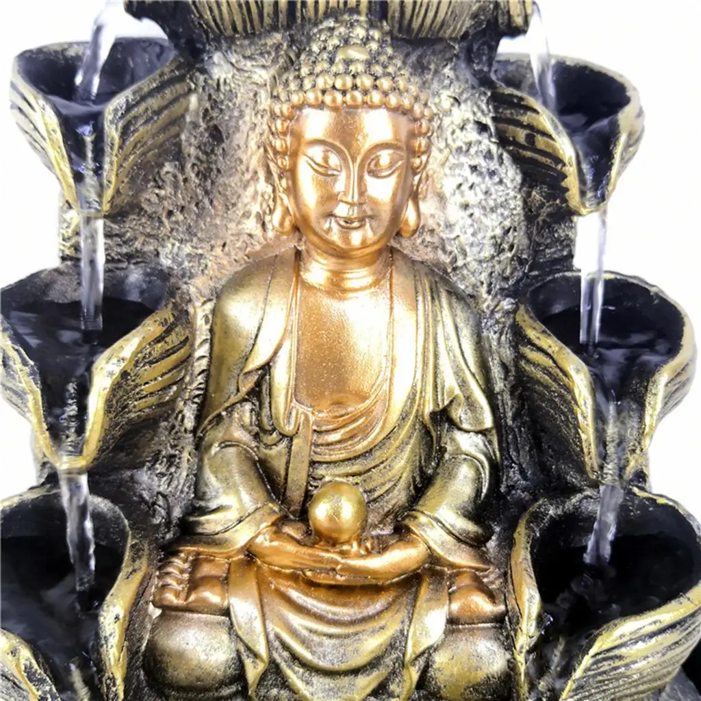 Buddha Tabletop Water Fountain Decoration Landscape Feng Ornament Decor