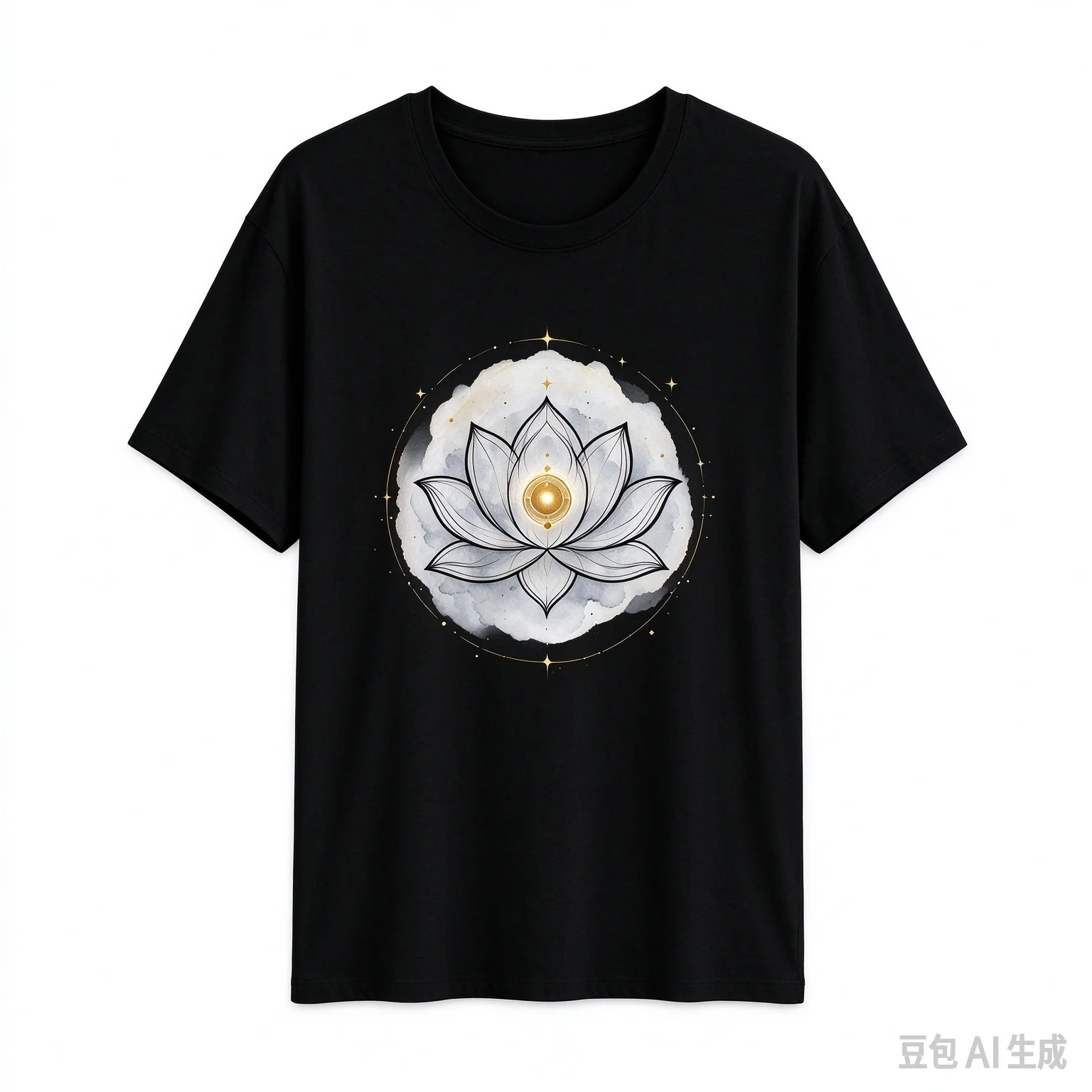 Watercolor Cosmic Lotus Graphic T Shirt Women Boho Spiritual Yoga Casual Short Sleeve Tee