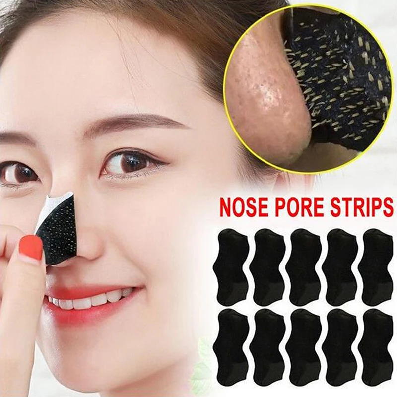 10Pcs Bamboo Charcoal Blackhead Removal Nose Mask Deep Cleaning Pore Strips Nose Care Patch Smooth Skin Beauty Tool