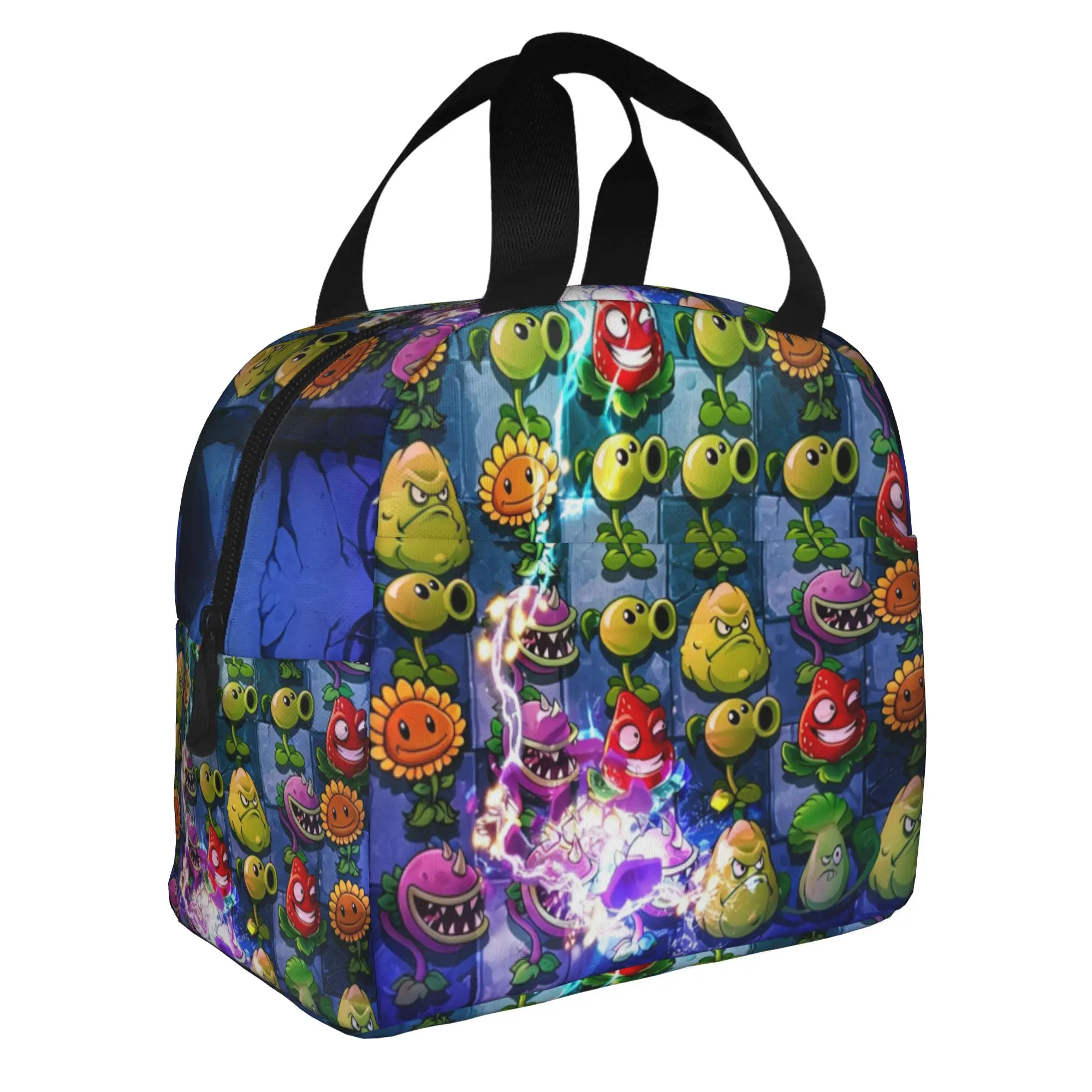 P-Plantsed Vs. Zombiesed Insulated Lunch Bags for Work School Funny Game Vegetable Print Waterproof Thermal Cooler Lunch Box Men