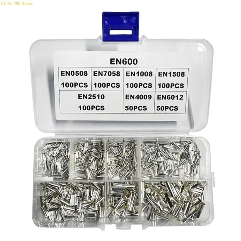 W3JE 600pcs Wire End Ferrules Set Uninsulated Crimp Pin Terminals for Wire Connection