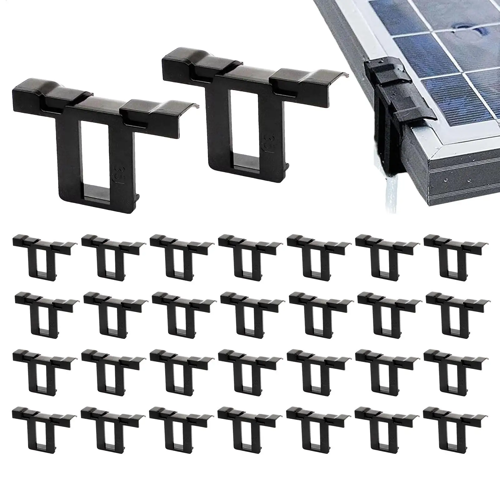 30pcs Solar Panel Drainage Clips Solar Panel Drain Clip Clamp   Auto Remove Stagnant Water Clip Panel Frame Cleaning Cli