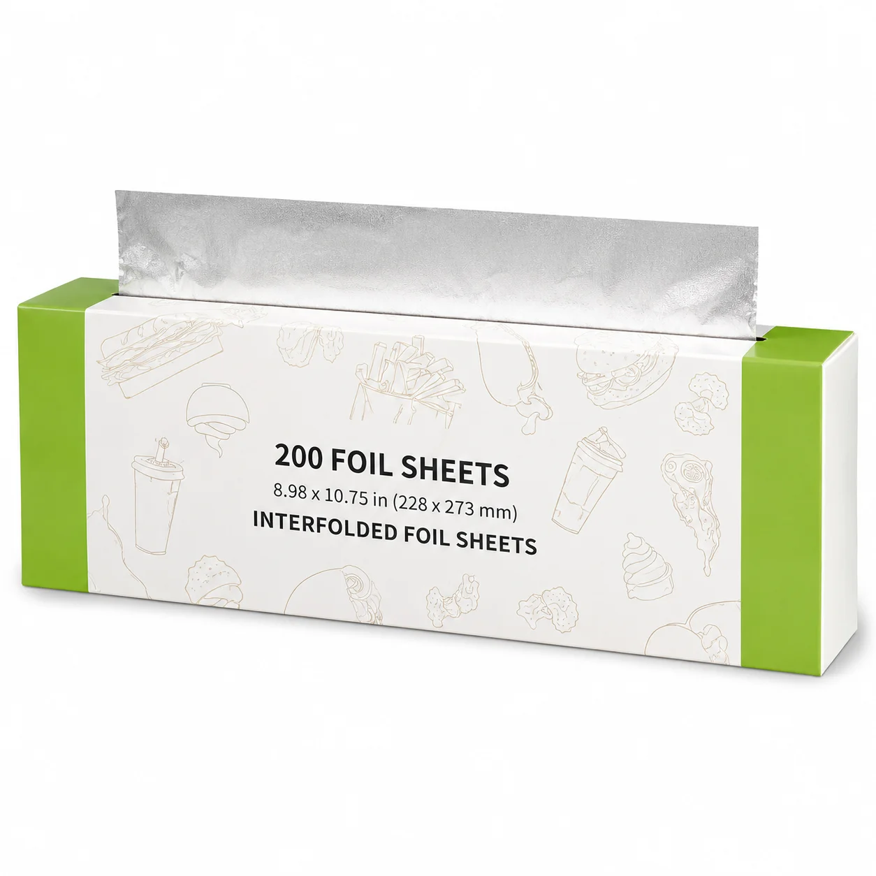 200 Count Pop-Up Aluminum Foil Sheets (8.98' X 10.75') – Pre-Cut Interfolded Tin Foil Dispenser Box, Heavy Duty Food Wrap Sheets for Baking Cookies, BBQ Grilling, Air Fryer & Food Prep