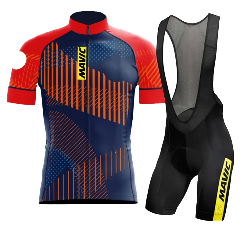 NEW MAVIC Men's Short Sleeve Cycling Sets, Triathlon Bib Shorts Suit, Summer Clothing 2024 