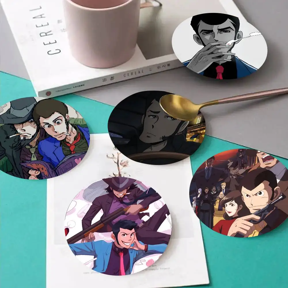 1pc Lupin The Third Anime Wooden Coaster Colour Printing Cup Mat Home Desk Decoration Gifts