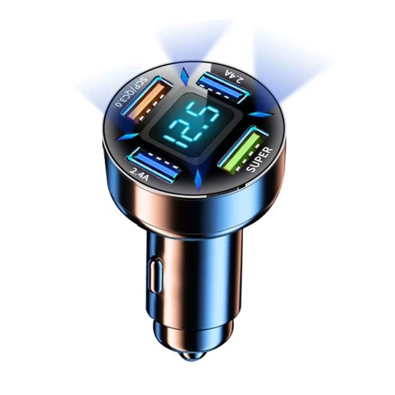 

U90C Car Charger Stable Current Output 4.8A QC3.0 22.5W 66W PD20W QC3.0 2.4A LED Light One For Four Laptop Cellphone Charger