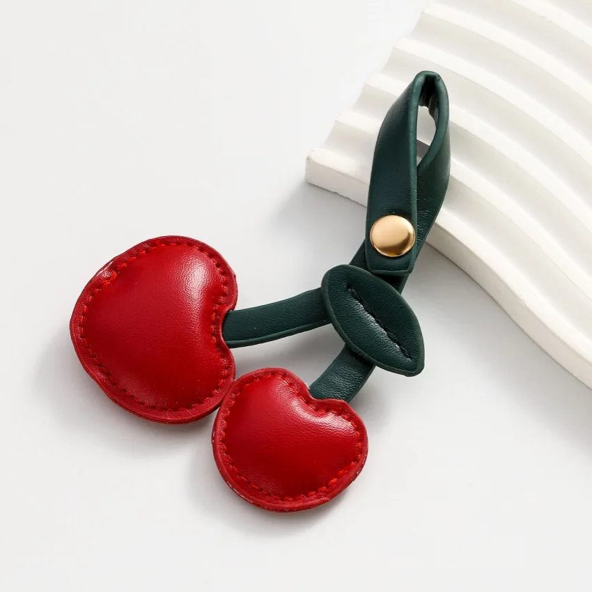 New DIY Cute 3D Peach Heart PU Love Cherry Keychain Pendant Cherry Car Bag Hanging Accessories Wholesale