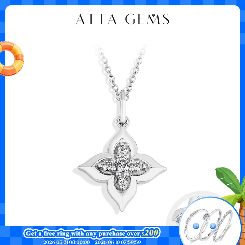 ATTAGEMS Round Cut Moissanite Necklace Set for Women Girls S925 Sterling Silver Top Quality Sparkling Party Jewelry Gifts 45+5cm