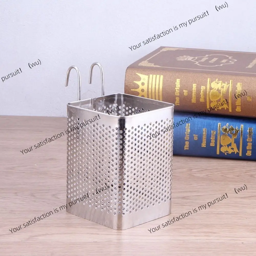 Silver Stainless Steel Chopsticks Rack Hanging with Hooks Cutlery Drying Basket Space Saving Tableware Drainer for Kitchen