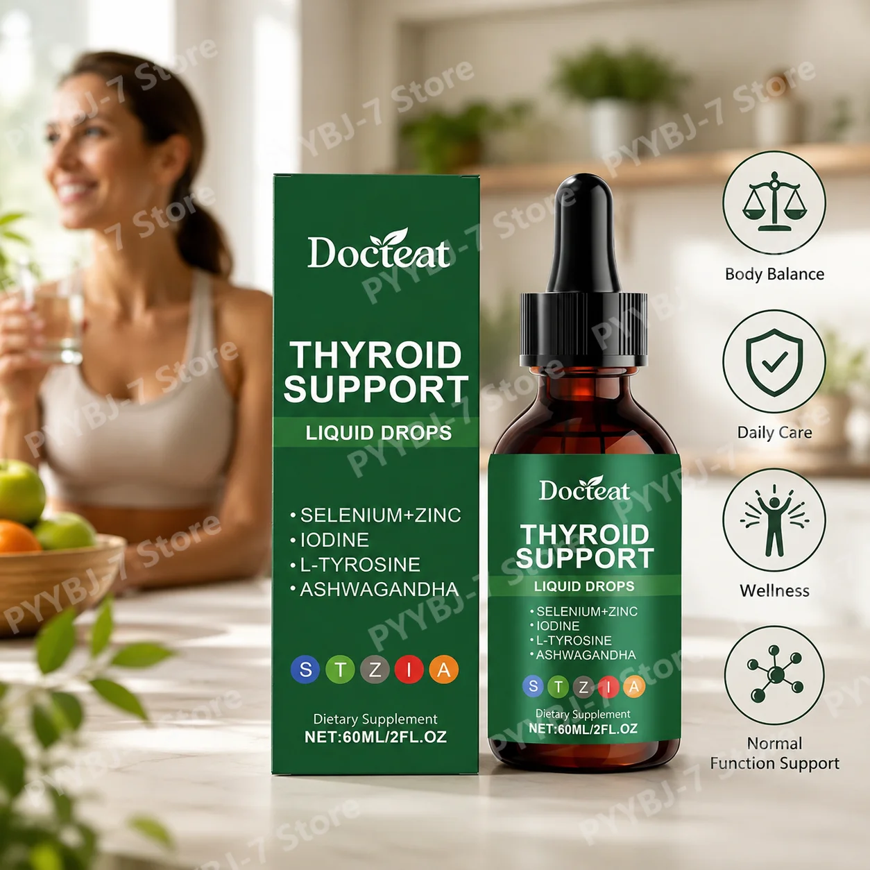 Iodine Drops Supplement - Thyroid Support Vloeibare Druppels voor Volwassenen