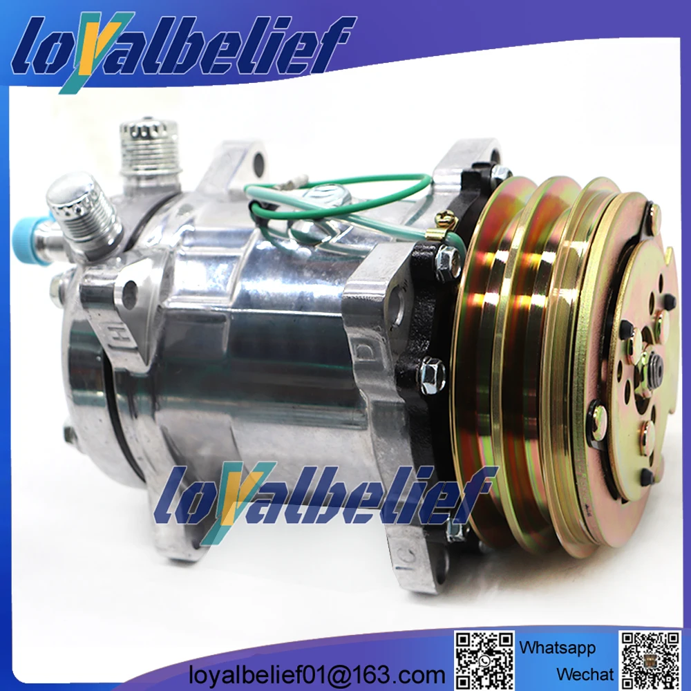 Sanden 508 SD508 AC Compressor sanden 5h14 Tractor Excavator Heavy Duty Truck 12V / 24V 2 Groove V Blet Pulley