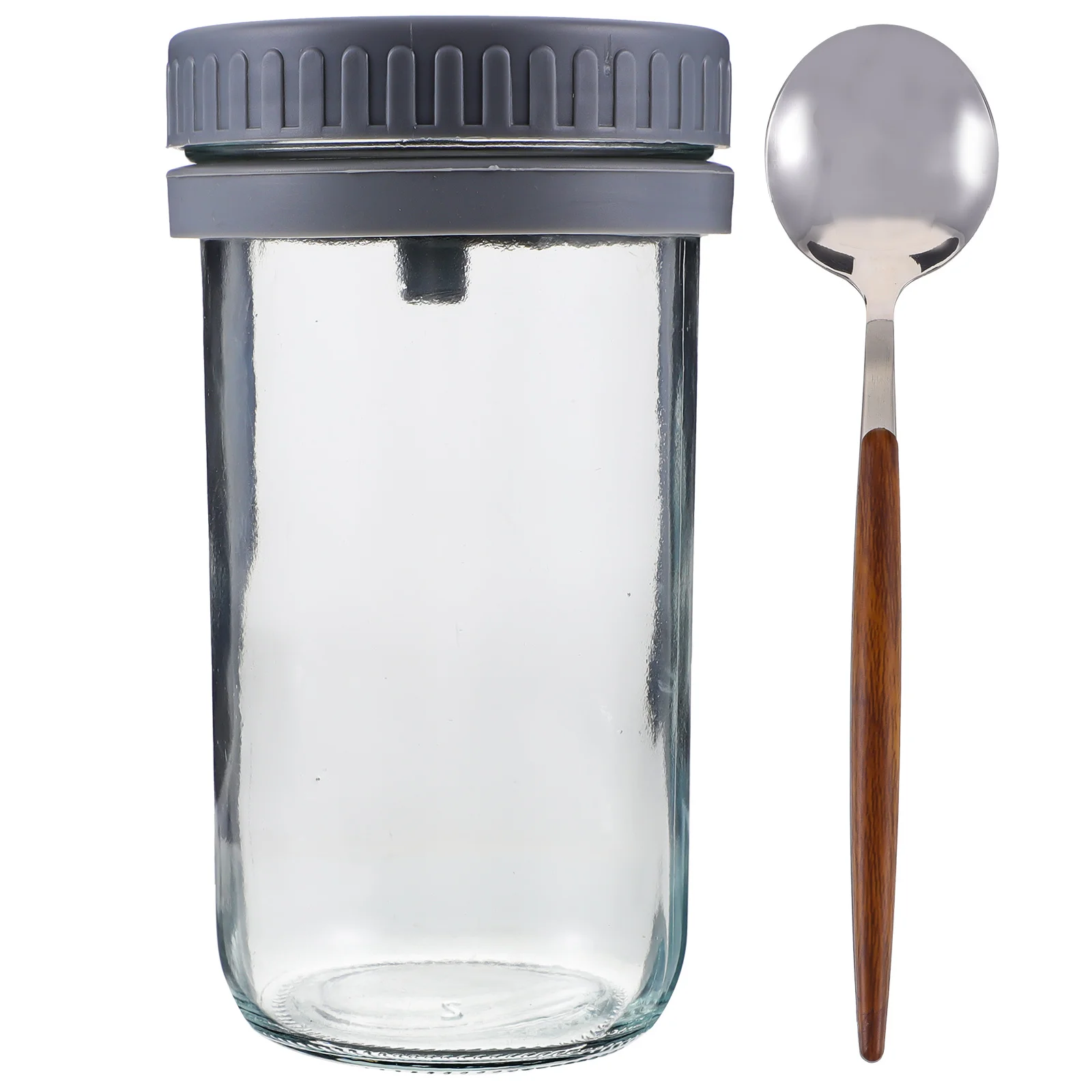 

1Set Overnight Oats Container Glass Sealed Cup Leak Proof Lid Spoon Wide Mouth Jar for Yogurt Smoothie Dessert Storage Healthy