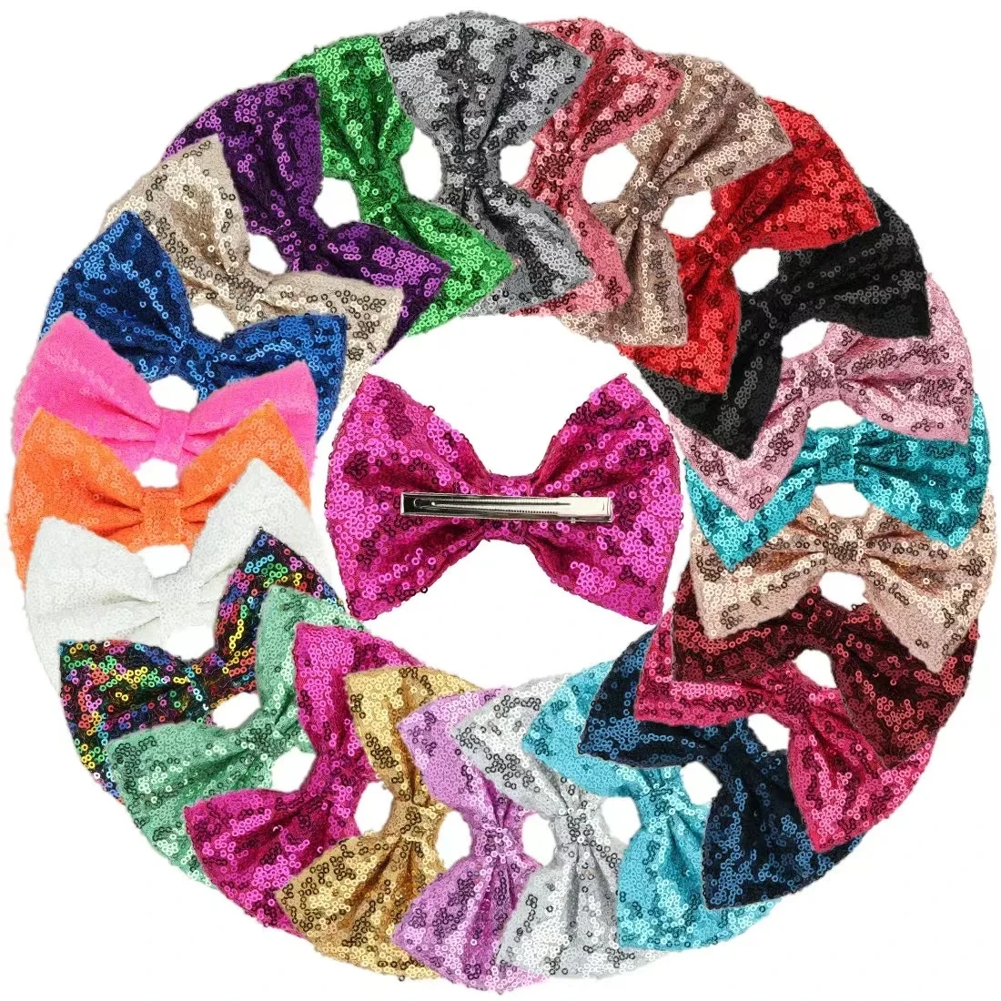 Ziming 10 PCS Hot Sale Sweet Cute Sequin Hand Craft Bow Hair Clip For Kids Girls Hair Accessories