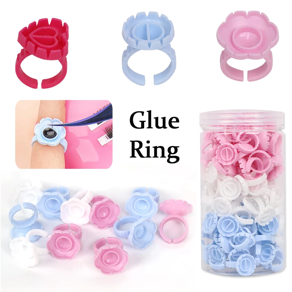 Disposable Canned Volume Glue Ring Cup For Lashes Heart/Round/Flower Shape Tattoo Pigment Holder Lash Blossom Cup Glue Container