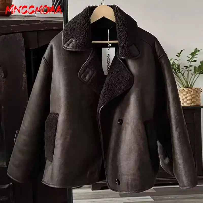 MNCCMOAA-Veste Vintage à Manches sulfpour Femme, Manteau Chaud, Décontracté, avec Poches Solides, Collection Hiver 2023