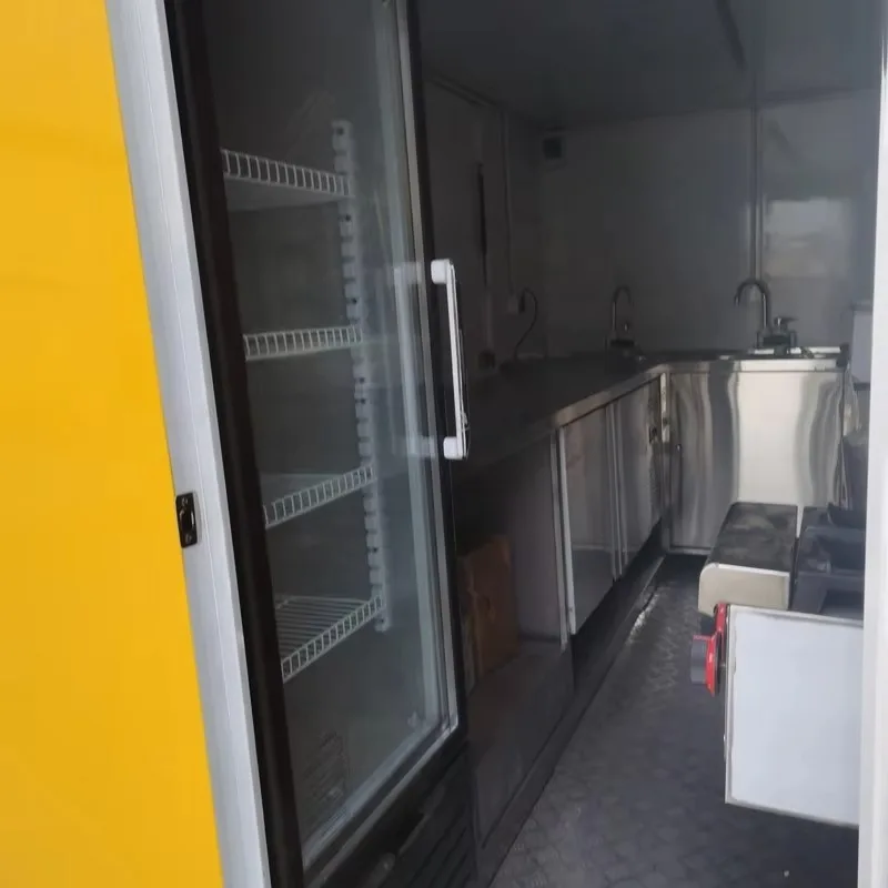 Quiosque de comida móvel profissional, caminhão de comida rápida, caravana, recipiente de transporte, reboque com configuração completa de cozinha para negócios