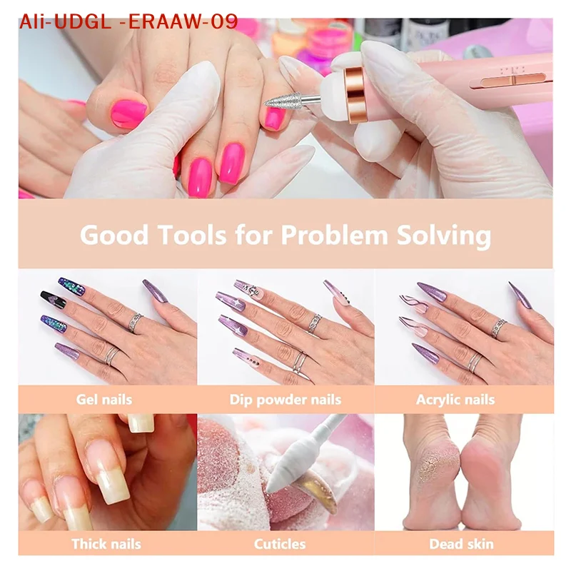 Kit de unhas, conjunto de manicure elétrico profissional 5 em 1, máquina de broca de unhas iluminada