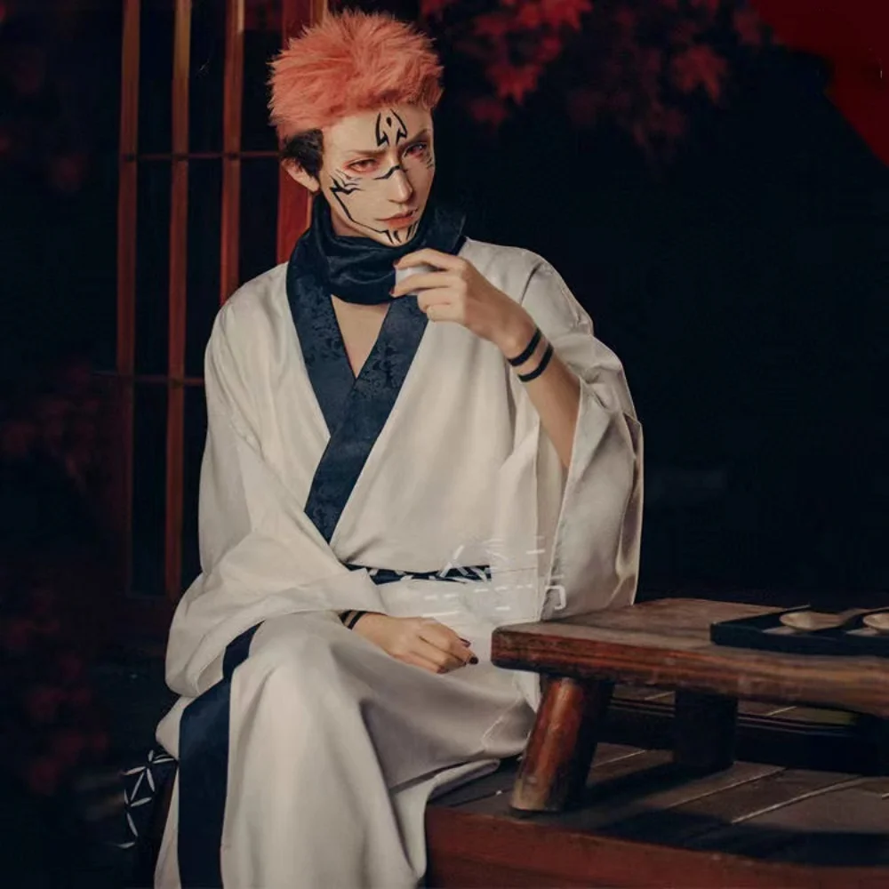 Anime Jujutsu Kaisen Ryomen Sukuna Cosplay kostiumy Kimono na Halloween kostiumy dla mężczyzn do odgrywania ról odzież garnitur peruka strój imprezowy