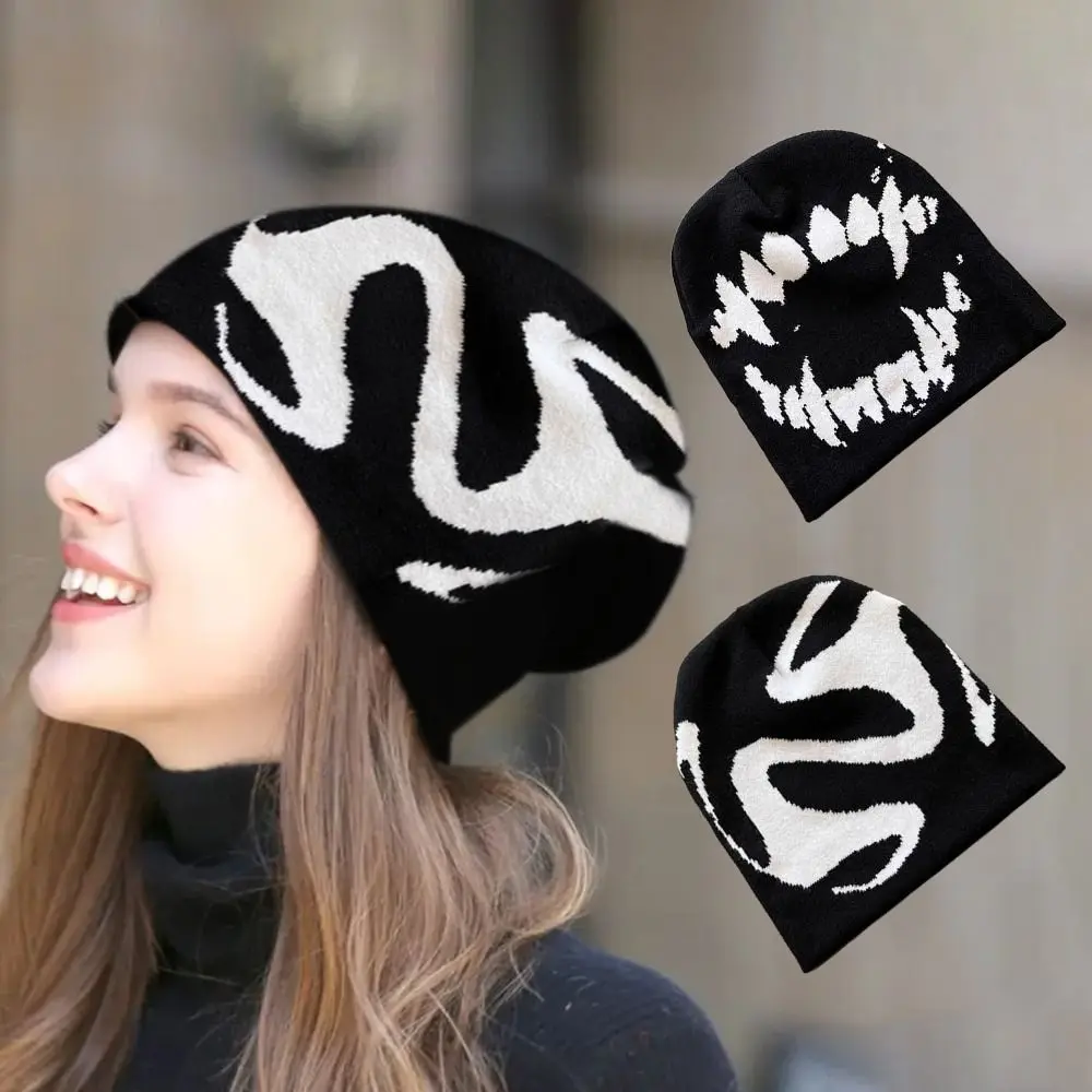 

Vintage Y2k Streetwear Women Hat Pullover Warm Knitting Hat Hip Hop Beanies Hats