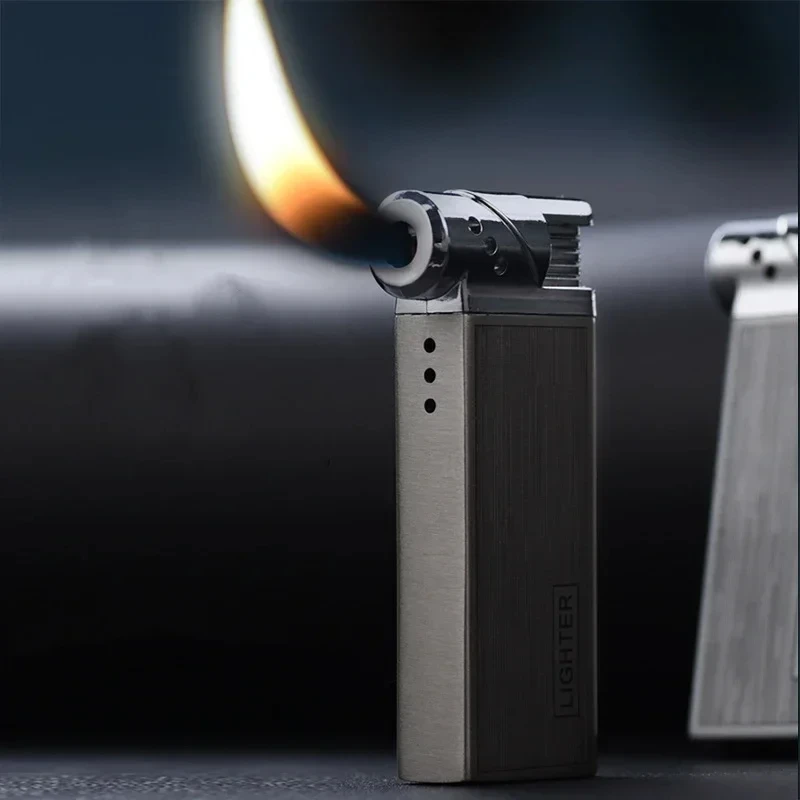 New Oblique Fire Tube Press Lighter Smoking Special Pipe Lighter Metal Open Flame Multi-function Cigarette Lighters Gadgets Gift