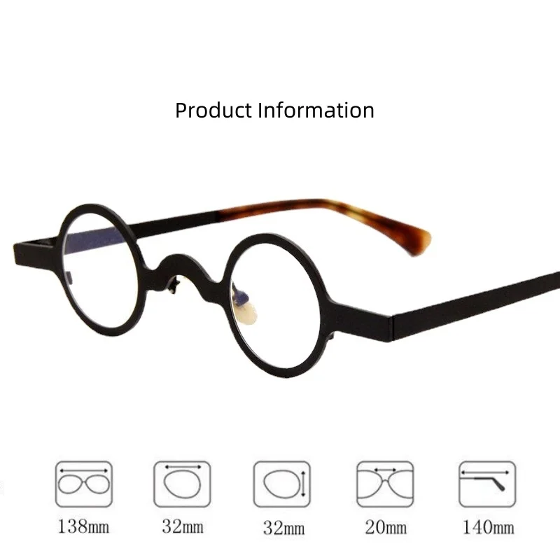 Metal Small Round Frame Retro Personalized Men\'s Glasses Frame Ultra Light  Optical Prescription Glasses frame For Men\'s V46