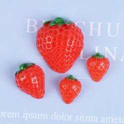 10Pcs Cartoon Simulation Fruit Strawberry Resin Flatbacks Scrapbook Material Strawberry Decoration Hair Clip Making Accessories