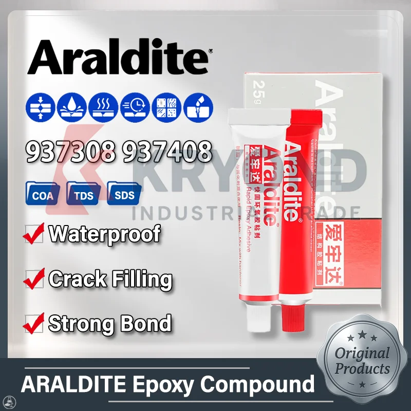 ARALDITE 937308 937408 Two Part Epoxy Bonding Compound Heat Resistant 90 Min Cure for Metal Wood Glass Ceramic 39g 90g 5 Tubes