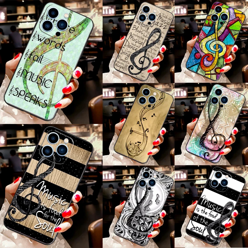 Music Note Musical Treble Clef Phone Case For Apple iPhone 16 15 14 12 Pro Max Plus X XS XR 11 13 Pro Max Cover Coque